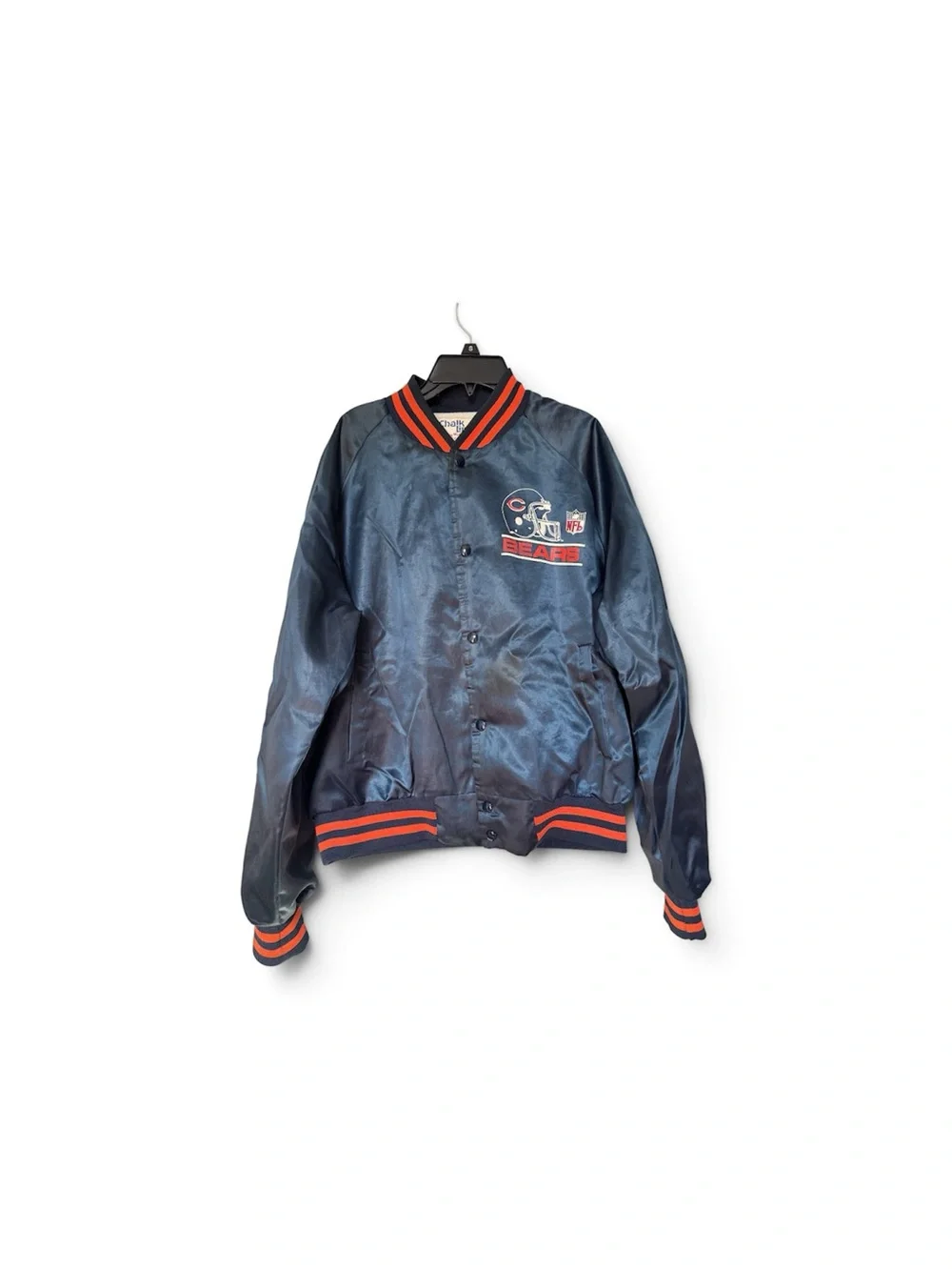 Chicago Bears Navy Satin Windbreaker Jacket with Orange Trim